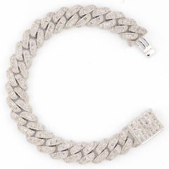 MEN'S CUBAN BAGUETTE DIAMOND BRACELET - 925 SILVER & 9.59 CTW