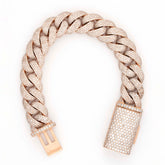 MEN'S CUBAN FOUR ROW DIAMOND BRACELET - 10KT ROSE GOLD & 16 CTW