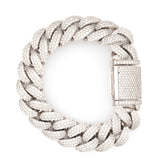 MEN'S CUBAN THREE ROW DIAMOND BRACELET - 10KT WHITE GOLD & 13.75 CTW