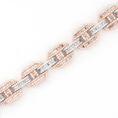 MEN'S GUCCI LINK BAGUETTE DIAMOND BRACELET - 10KT ROSE + WHITE GOLD & 7.72 CTW