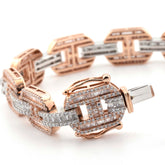MEN'S GUCCI LINK BAGUETTE DIAMOND BRACELET - 10KT ROSE + WHITE GOLD & 7.72 CTW