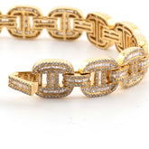 MEN'S GUCCI LINK BAGUETTE DIAMOND BRACELET - 10KT YELLOW GOLD & 4.11 CTW