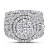 14kt White Gold Womens Round Diamond Flower Cluster Halo Bridal Wedding Engagement Ring Band Set 2-3/4 Cttw