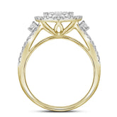 14kt Yellow Gold Womens Round Diamond Cluster Bridal Wedding Engagement Ring 5/8 Cttw