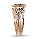 10kt Rose Gold Womens Round Brown Diamond Bridal Wedding Engagement Ring Band Set 1.00 Cttw