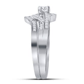 10kt White Gold Womens Round Diamond Bridal Wedding Engagement Ring Band Set 1/3 Cttw