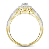 14kt Yellow Gold Womens Round Diamond Bridal Wedding Engagement Ring Band Set 1.00 Cttw (Certified)