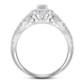 14kt White Gold Womens Round Diamond Halo Split-shank Bridal Wedding Engagement Ring Band Set 1.00 Cttw (Certified)