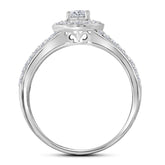 14kt White Gold Womens Round Diamond Bridal Wedding Engagement Ring Band Set 1.00 Cttw