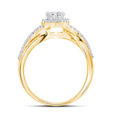 14kt Yellow Gold Womens Heart Diamond Bridal Wedding Engagement Ring Band Set 7/8 Cttw