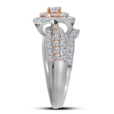 14kt Two-tone Gold Womens Round Diamond Bridal Wedding Engagement Ring Band Set 1-1/2 Cttw