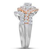 14kt Two-tone Gold Womens Round Diamond Bridal Wedding Engagement Ring Band Set 2.00 Cttw