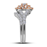 14kt Two-tone Gold Womens Round Diamond Bridal Wedding Engagement Ring Band Set 2.00 Cttw