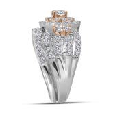 14kt White Rose 2-tone Gold Womens Round Diamond Halo Bridal Wedding Engagement Ring Band Set 1-1/2 Cttw
