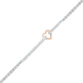 14kt Two-tone Gold Womens Round Diamond Heart Fashion Bracelet 1/8 Cttw