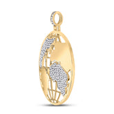 10kt Yellow Gold Mens Round Diamond World Globe Charm Pendant 5/8 Cttw