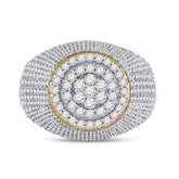 10kt Yellow Gold Mens Round Diamond Flower Cluster Ring 2.00 Cttw