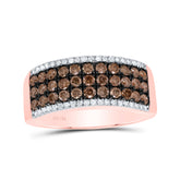 14kt Rose Gold Womens Round Brown Diamond Band Ring 1.00 Cttw