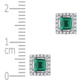 10kt White Gold Womens Princess Lab-Created Emerald Solitaire Diamond Stud Earrings 1/8 Cttw