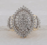 10kt Yellow Gold Womens Round Diamond Oval Cluster Ring 2.00 Cttw
