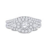 14kt Two-tone Gold Womens Round Diamond Bridal Wedding Engagement Ring Band Set 1-1/2 Cttw (Certified)