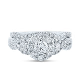 14kt White Gold Womens Round Diamond Bridal Wedding Engagement Ring Band Set 1-1/2 Cttw (Certified)
