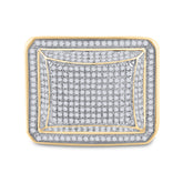 10kt Yellow Gold Mens Round Diamond Domed Square Cluster Ring 1.00 Cttw