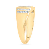 14kt Yellow Gold Mens Round Diamond Square Cluster Ring 1/4 Cttw