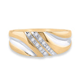 10kt Yellow Gold Mens Round Diamond 2-tone Wedding Anniversary Band Ring 1/8 Cttw