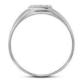 10kt White Gold Mens Round Diamond Brushed Matte Cross Band Ring 1/20 Cttw