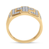 10kt Yellow Gold Mens Round Diamond Square Cross Cluster Ring 1/3 Cttw