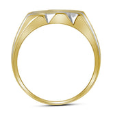 10kt Two-tone Yellow Gold Mens Round Diamond 3-Row Cluster Ring 1/2 Cttw