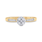 14kt Yellow Gold Womens Round Diamond Cluster Bridal Wedding Engagement Ring 1/4 Cttw