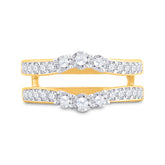 14kt Two-Tone Yellow Gold Womens Round Diamond Wrap Ring Guard Enhancer 1.00 Cttw