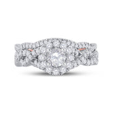 14kt Two-tone Gold Womens Round Diamond Bridal Wedding Engagement Ring Band Set 1.00 Cttw (Certified)