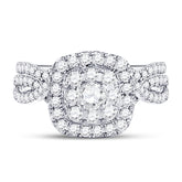 14kt White Gold Womens Round Diamond Bridal Wedding Engagement Ring Band Set 1.00 Cttw (Certified)