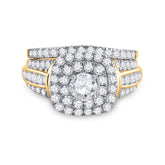 14kt Yellow Gold Womens Round Diamond Bridal Wedding Engagement Ring Band Set 2.00 Cttw (Certified)