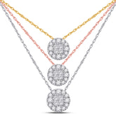 14kt White Gold Womens Princess Diamond Fashion Cluster Pendant 1/4 Cttw