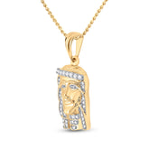 10k Yellow Gold Round Diamond Mens Jesus Christ Messiah Charm Pendant .29 Cttw