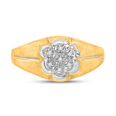 10kt Yellow Gold Mens Round Diamond Cluster Ring .02 Cttw