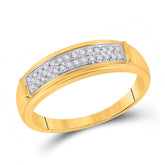 10kt Yellow Gold His & Hers Round Diamond Cluster Matching Bridal Wedding Ring Band Set 3/8 Cttw