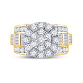 10kt Yellow Gold Womens Round Diamond Cluster Bridal Wedding Engagement Ring 3.00 Cttw