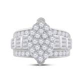 10kt White Gold Womens Diamond Oval Cluster Bridal Wedding Engagement Ring 2.00 Cttw