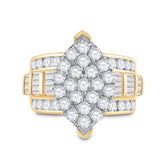 10kt Yellow Gold Womens Round Diamond Oval Cluster Bridal Wedding Engagement Ring 3.00 Cttw