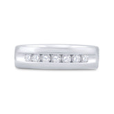 14kt White Gold Mens Machine Set Round Diamond Wedding Channel Band Ring 1/2 Cttw