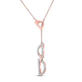 14kt Rose Gold Womens Round Diamond Geometric Fashion Necklace 1/6 Cttw