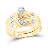 10kt Yellow Gold His Hers Round Diamond Matching Wedding Set 1/5 Cttw