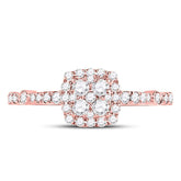 14kt Rose Gold Womens Round Diamond Square Cluster Bridal Wedding Engagement Ring 1/2 Cttw