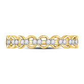10kt Yellow Gold Womens Round Diamond Link Stackable Band Ring 1/8 Cttw