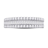 14kt White Gold Womens Baguette Diamond Anniversary Band Ring 7/8 Cttw